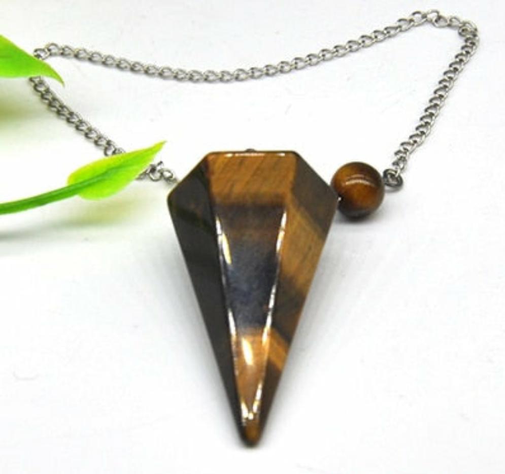 Natural Gemstone Chakra Pyramid Hexagonal Pendulum Healing Crystals