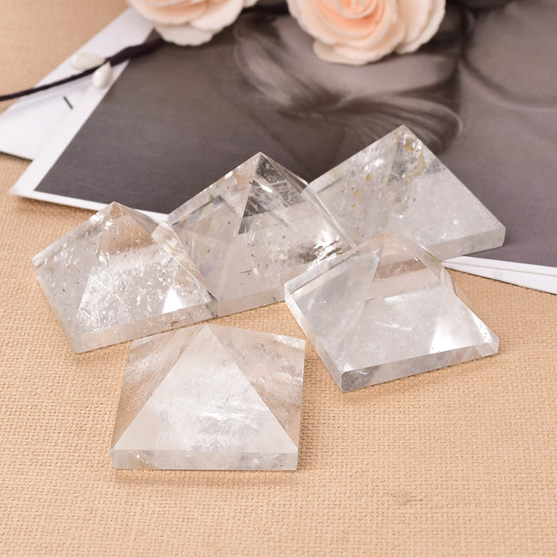 Natural Crystal Clear Quartz Pyramid Healing Stone