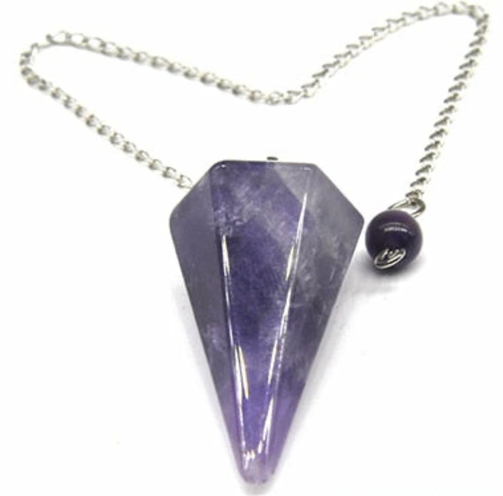 Natural Gemstone Chakra Pyramid Hexagonal Pendulum Healing Crystals