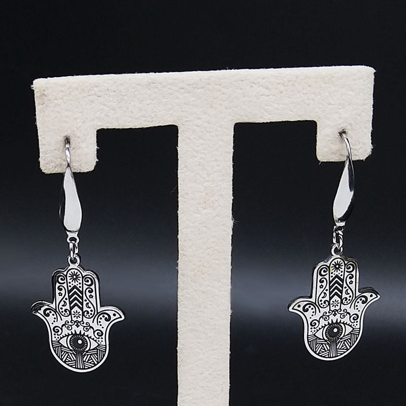 Witchcraft Stainless Steel Sun Triple Moon Goddess Earrings