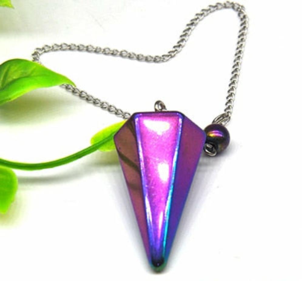 Natural Gemstone Chakra Pyramid Hexagonal Pendulum Healing Crystals