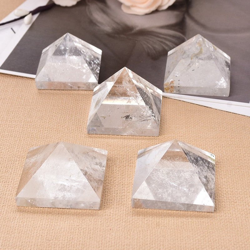 Natural Crystal Clear Quartz Pyramid Healing Stone