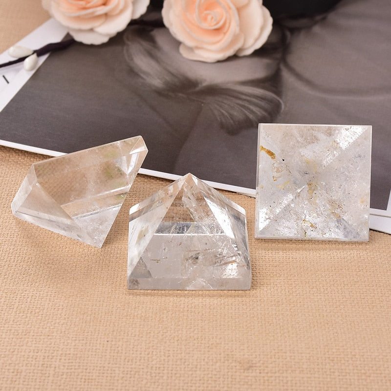 Natural Crystal Clear Quartz Pyramid Healing Stone