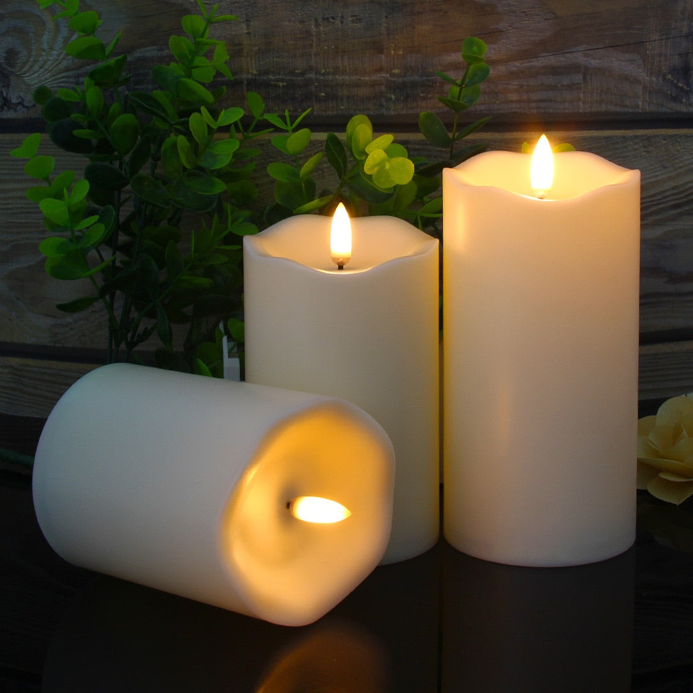 Remote Control LED Flameless Candle Lights/ Battery Powered Led Tea Lights 3 PC Set