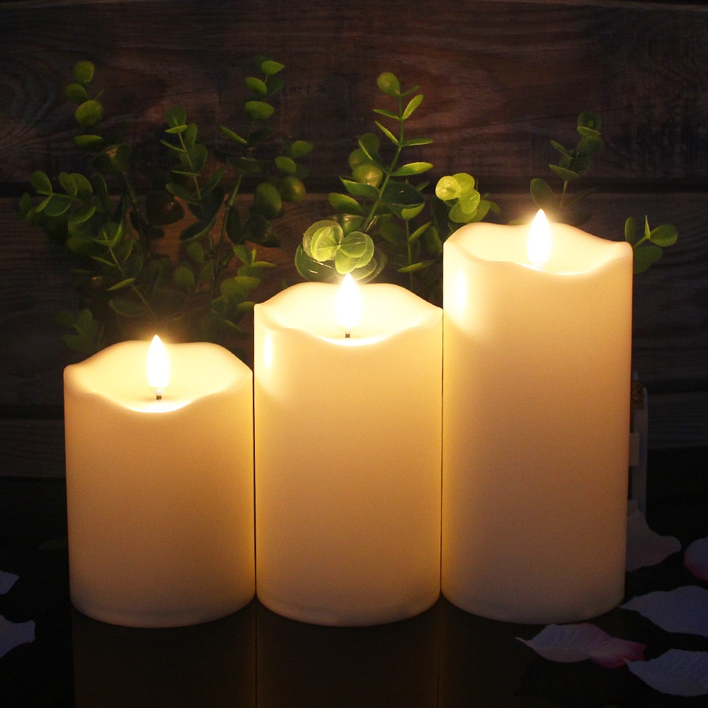 Remote Control LED Flameless Candle Lights/ Battery Powered Led Tea Lights 3 PC Set