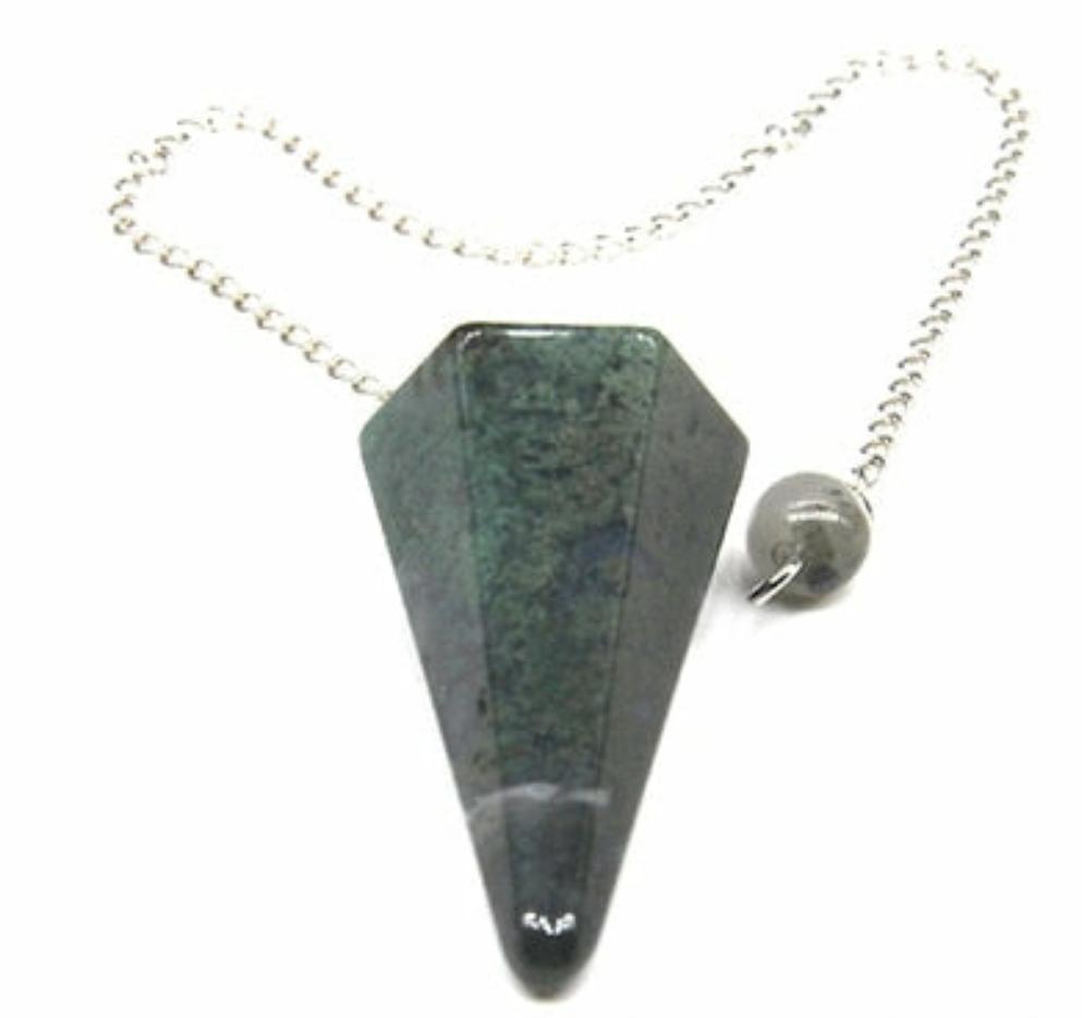 Natural Gemstone Chakra Pyramid Hexagonal Pendulum Healing Crystals