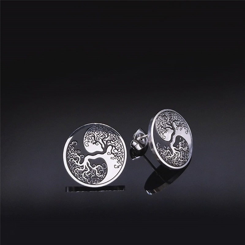 Witchcraft Stainless Steel Sun Triple Moon Goddess Earrings