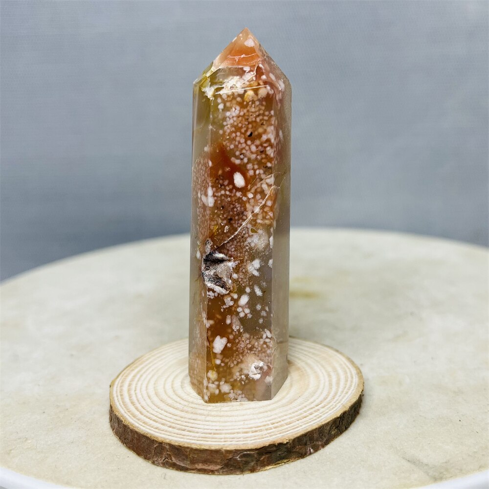 Natural Pink Purple Cherry Blossom Agate Pagoda Obelisks