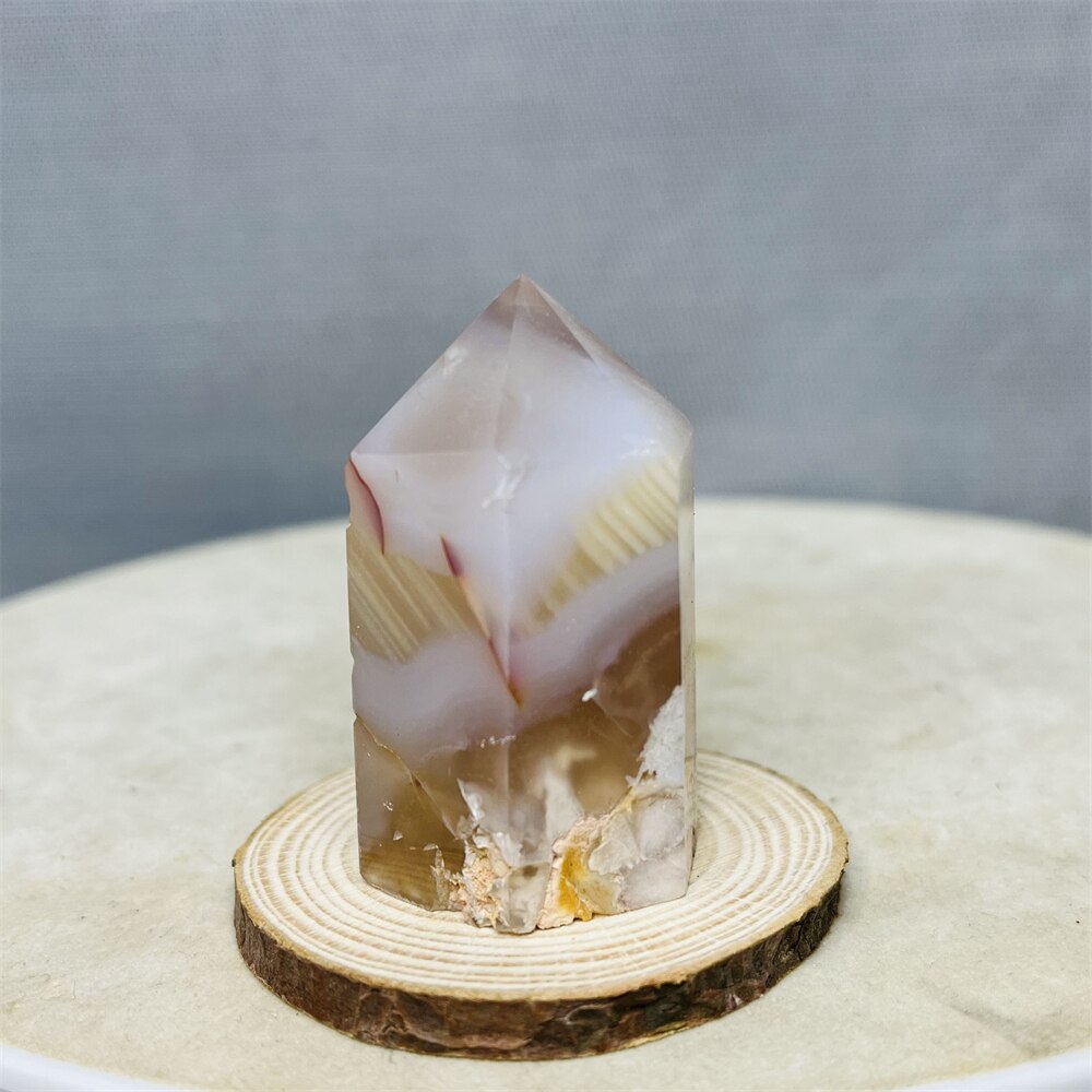 Natural Pink Purple Cherry Blossom Agate Pagoda Obelisks