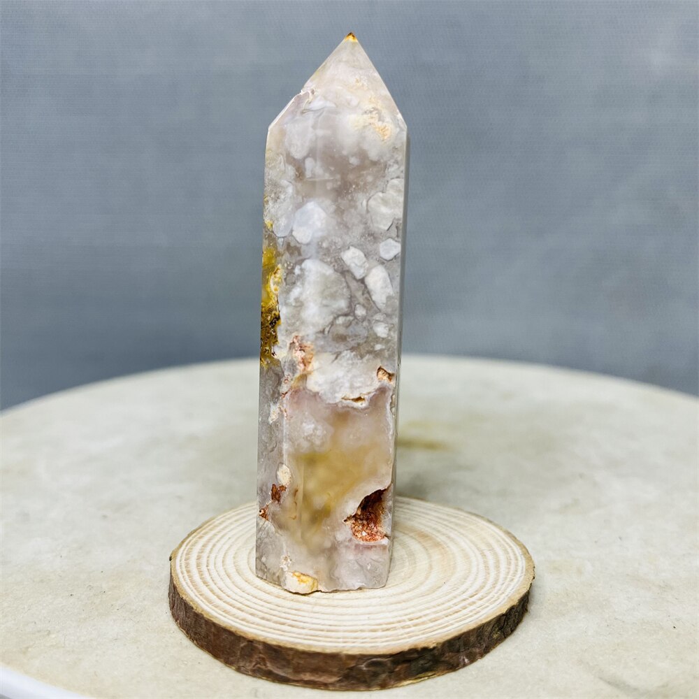 Natural Pink Purple Cherry Blossom Agate Pagoda Obelisks