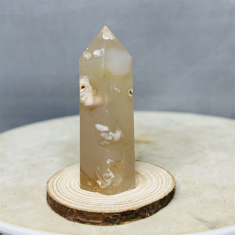 Natural Pink Purple Cherry Blossom Agate Pagoda Obelisks