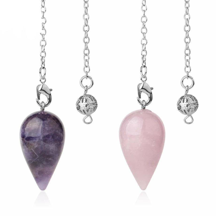 Water Drop Natural Stone Pendulums for Dowsing, Divination, Wicca, Healing, And Reiki