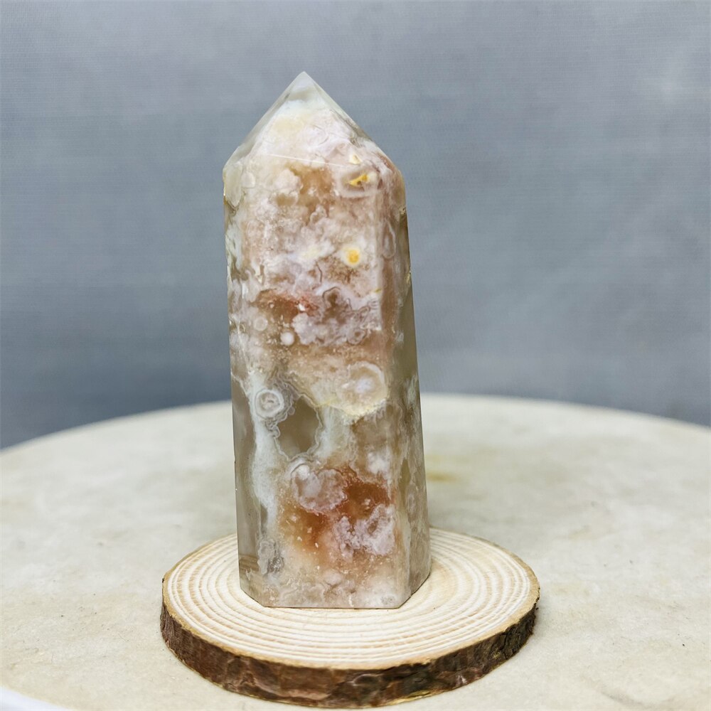 Natural Pink Purple Cherry Blossom Agate Pagoda Obelisks