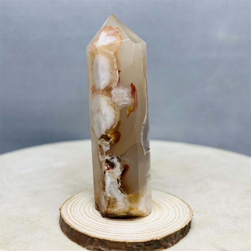 Natural Pink Purple Cherry Blossom Agate Pagoda Obelisks